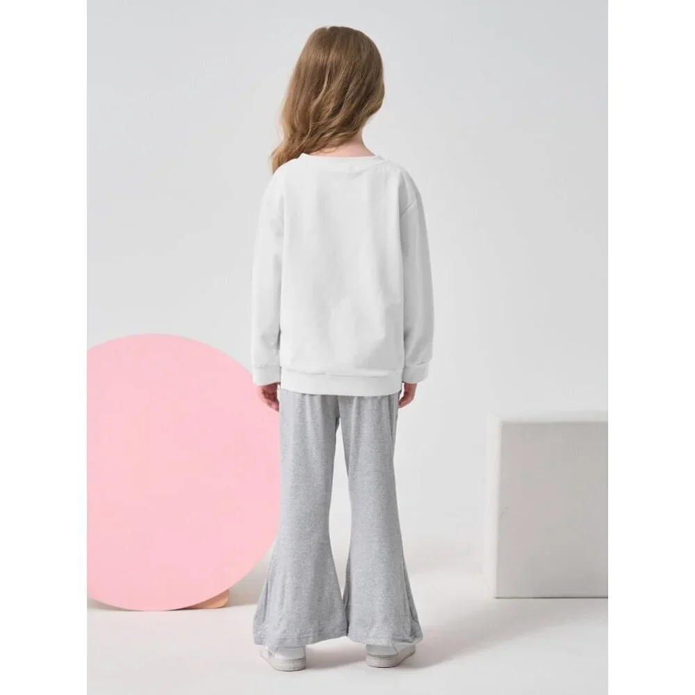Toddler Kid Girls Clothes Butterfly Sweatshirt & Flare Leg Pants Fall Winter for